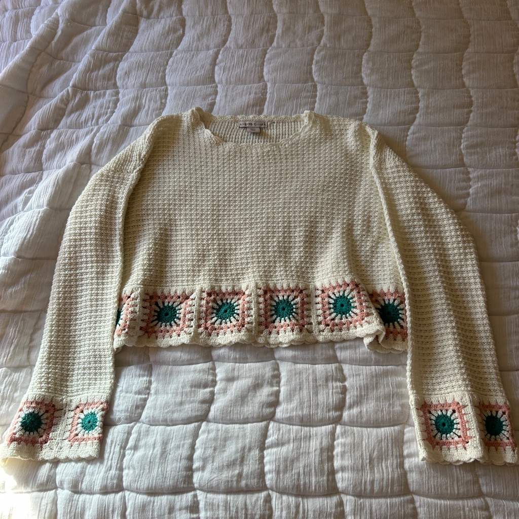 Crochet Flower Sweater Xl